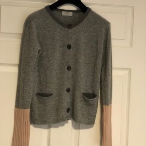 LOMA 100% cashmere colorblock grey / dusty rose sweater cardigan. Size Small.